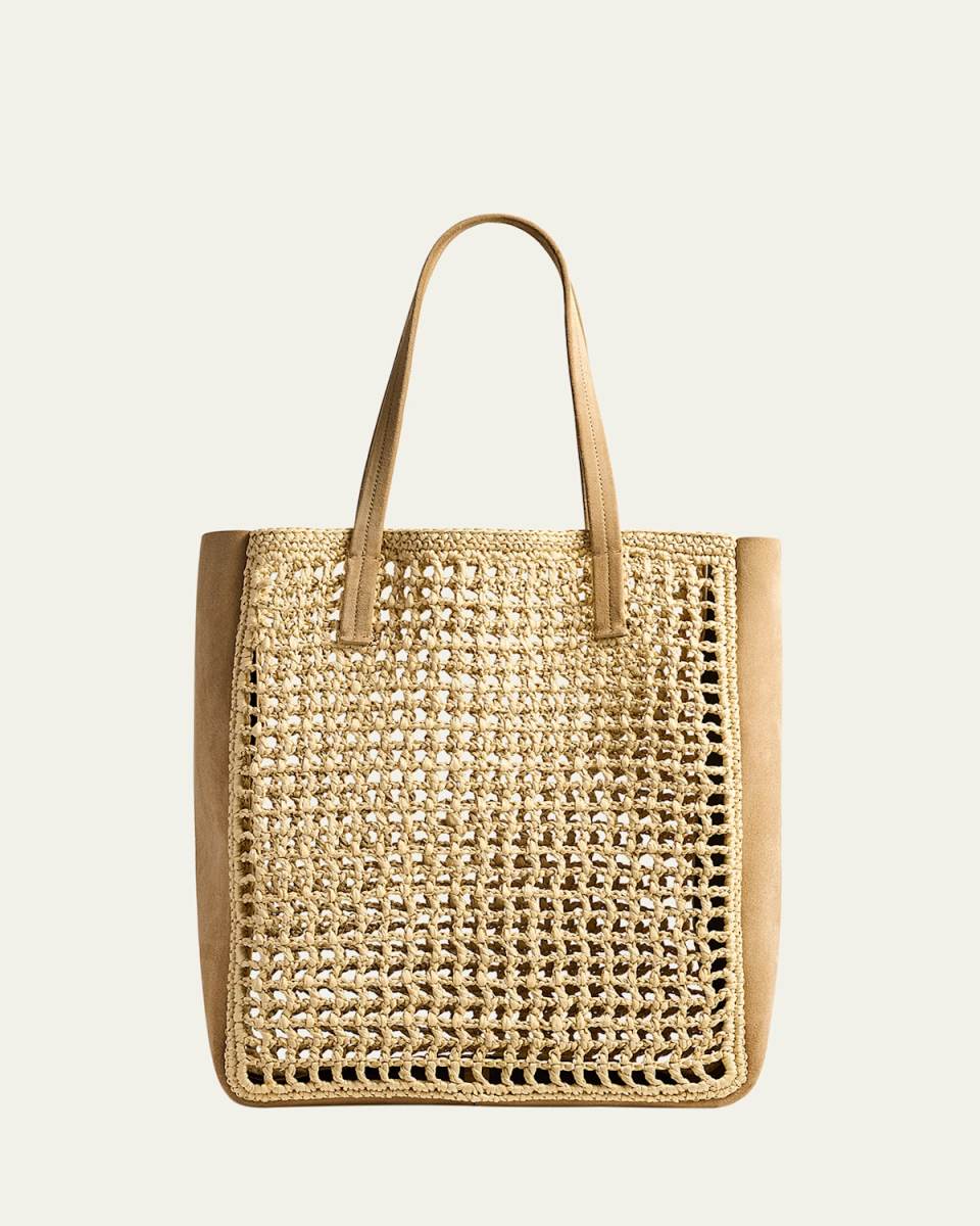Zoe Raffia and Suede Tote Bag